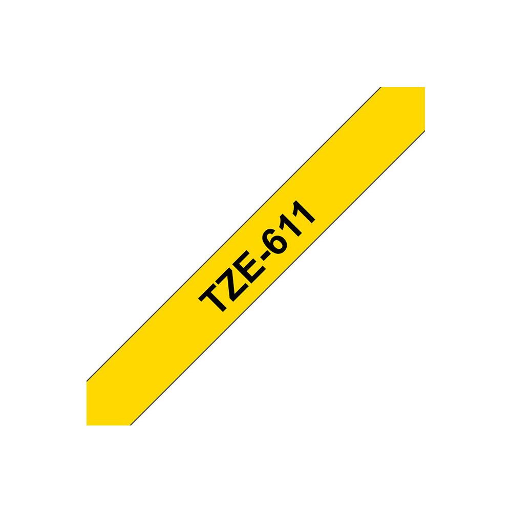 Brother TZe-611 - Noir sur jaune - Rouleau (0,6 cm) 1 cassette(s) ruban lamin - pour Brother PT-D210, D600, H110; P-Touch PT-1005, 1880; P-Touch Cube Pro PT-P910