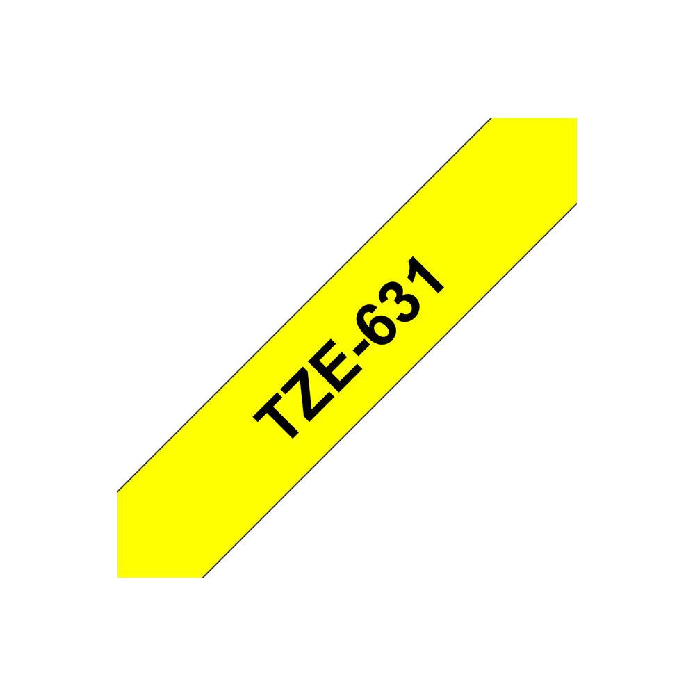 Brother TZe-631 - Adhsif standard - noir sur jaune - Rouleau (1,2 cm x 8 m) 1 cassette(s) ruban lamin - pour Brother PT-D210, D600, H110; P-Touch PT-1005, 1880, D410, D460, D610
