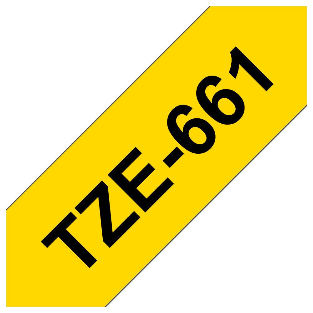 Brother TZe-661 - Adhsif standard - noir sur jaune - Rouleau (3,6 cm x 8 m) 1 cassette(s) ruban lamin - pour P-Touch PT-3600, 530, 550, 9200, 9400, 9500, 9600, 9700, 9800, D800, E800, P900, P950