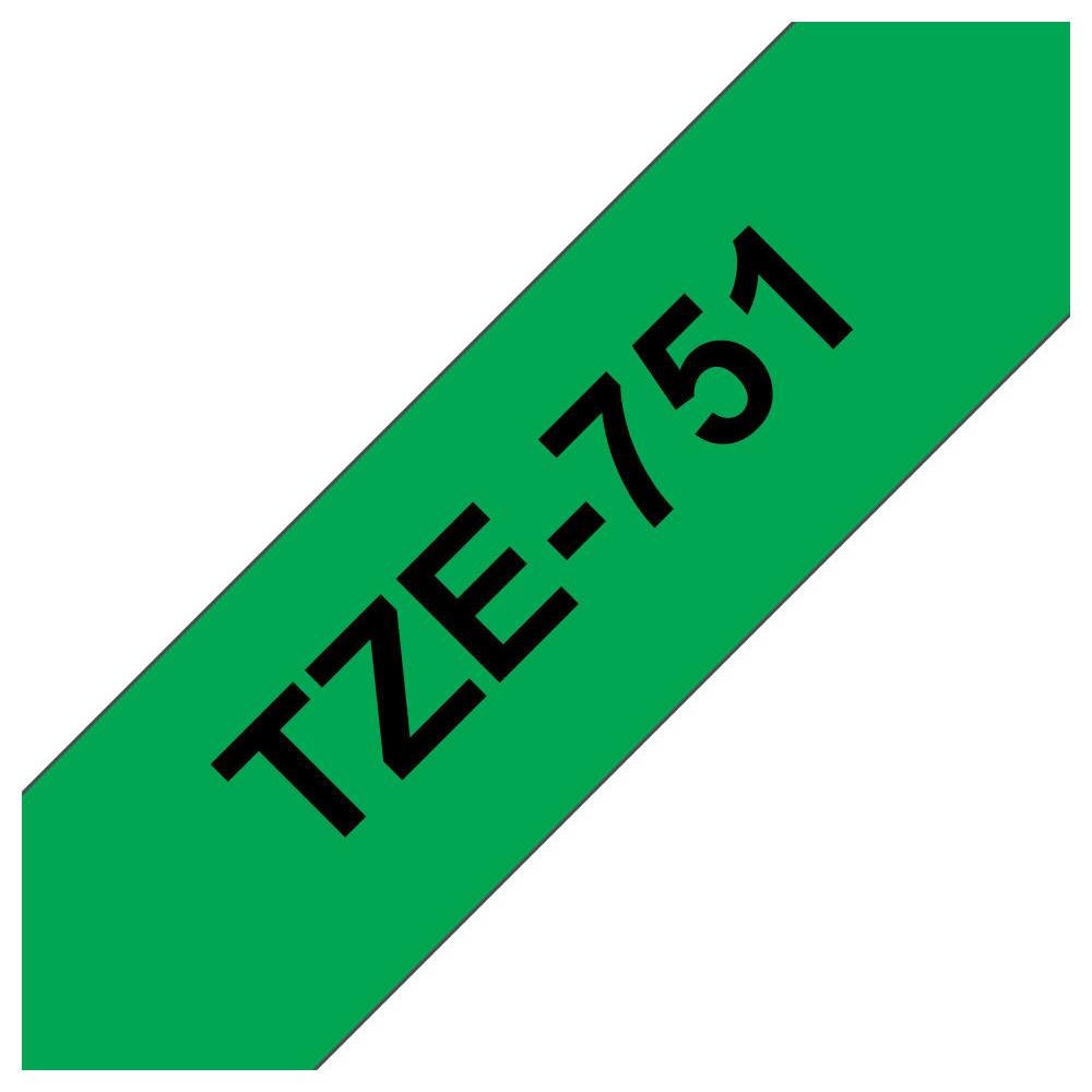 Brother TZe-751 - Noir sur vert - Rouleau (2,4 cm x 8 m) 1 cassette(s) ruban lamin - pour Brother PT-D600; P-Touch PT-3600, D800, E550, P750, P900, P950; P-Touch Cube Plus PT-P710