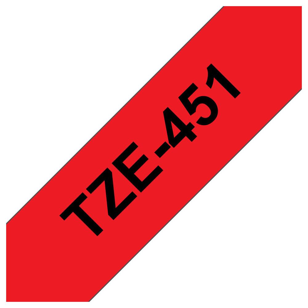 Brother TZe-451 - Adhsif standard - Noir sur rouge - Rouleau (2,4 cm x 8 m) 1 cassette(s) ruban lamin - pour Brother PT-D600; P-Touch PT-3600, D800, E550, E800, P750, P900, P950; P-Touch EDGE PT-P750