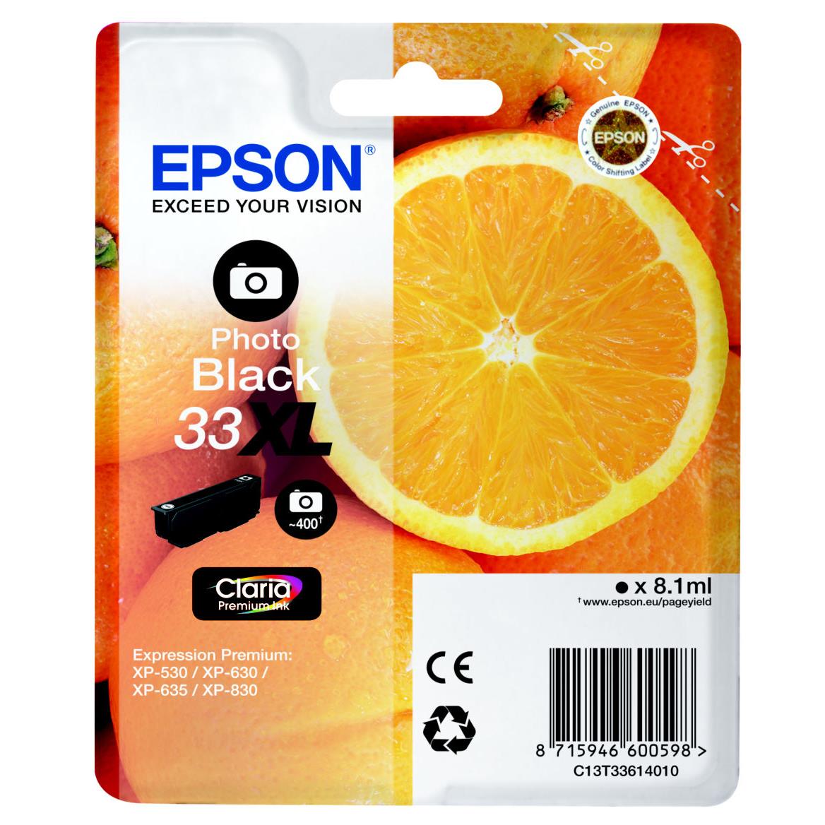 Cartouches pour imprimantes - Epson oranges c13t33614010 cartouche d'encre 1 pice(s) original photo noire