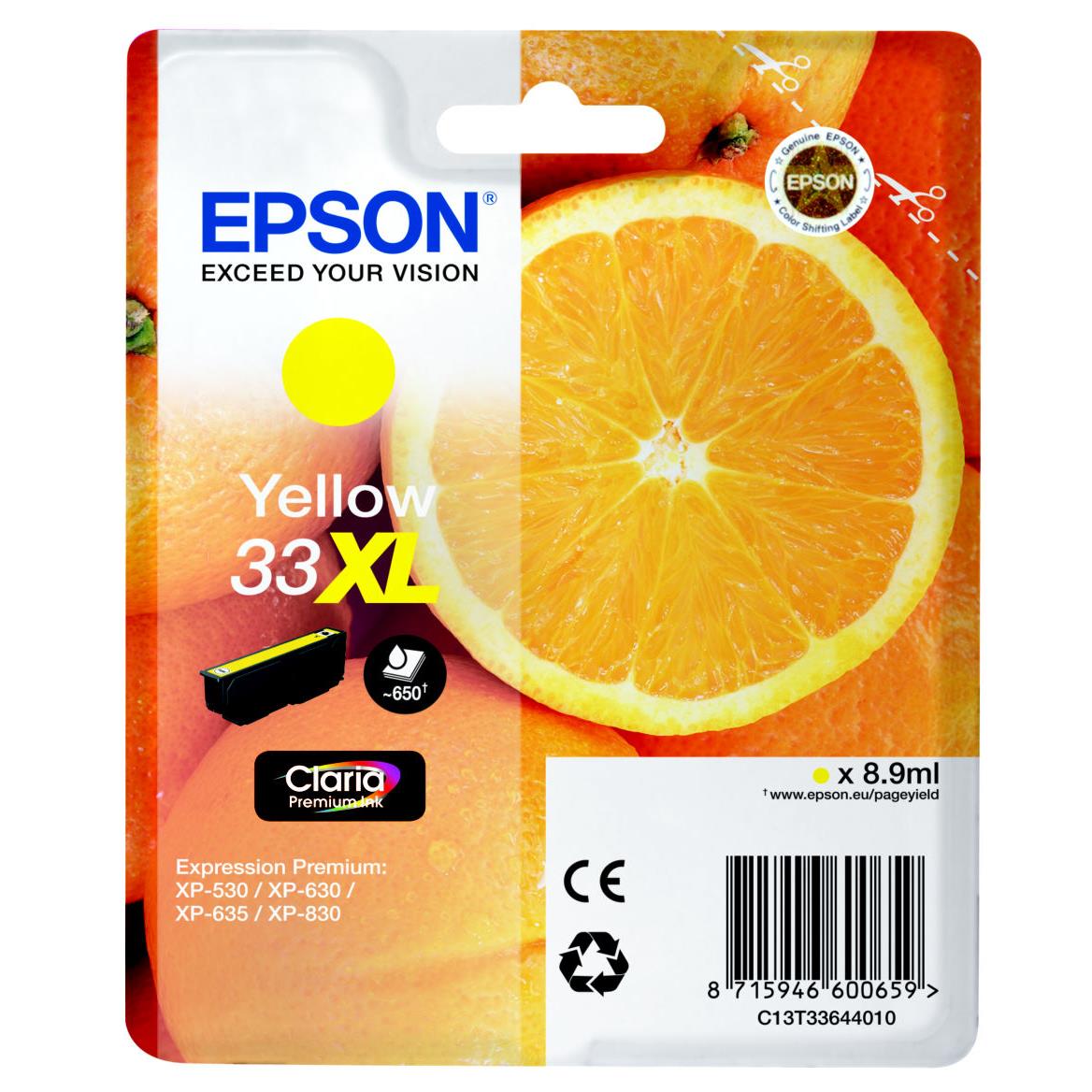 Cartouches pour imprimantes - Epson oranges c13t33644010 cartouche d'encre 1 pice(s) original jaune