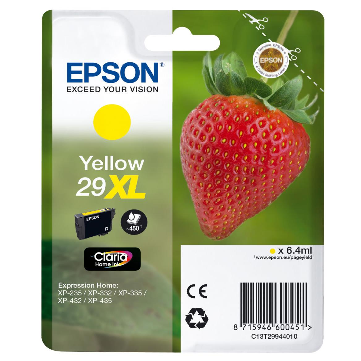 Cartouches pour imprimantes - Epson strawberry 29xl y cartouche d'encre 1 pice(s) original rendement lev (xl) jaune