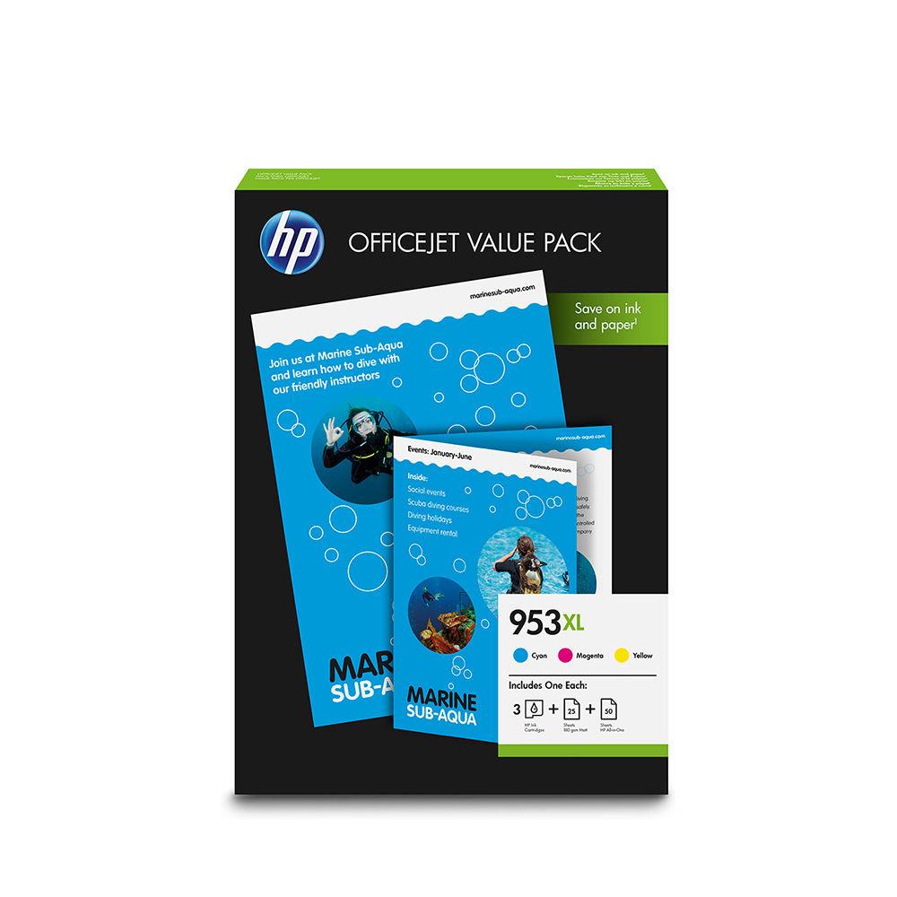 HP 953XL Office Value Pack - Pack de 3 -  rendement lev - couleur (cyan, magenta, jaune) - originale - cartouche d'encre - pour Officejet Pro 7720, 7730, 7740, 8210, 8218, 8710, 8715, 8718, 8719, 8720, 8730, 8740