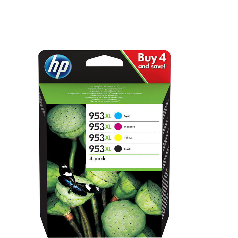 HP 953XL Pack de 4 à rendement élevé noir, jaune, cyan, magenta originale cartouche d HP 953XL Pack de 4 à rendement élevé noir, jaune, cyan, magenta originale cartouche d