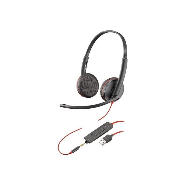 Poly Blackwire C3225 - Blackwire 3200 Series - micro-casque - sur-oreille - filaire - jack 3,5mm - noir - Certifi Skype, Certifi Avaya, certifi Cisco Jabber