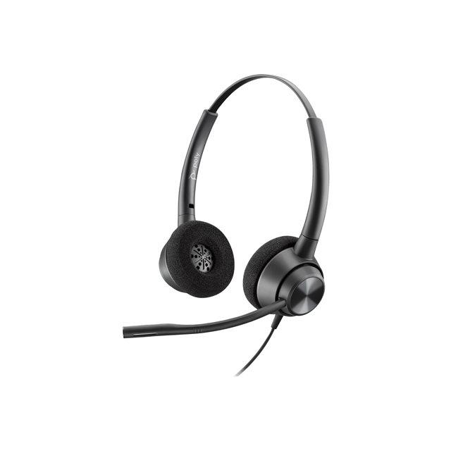 Poly EncorePro 320 - EncorePro 300 series - micro-casque - sur-oreille - filaire - Quick Disconnect - noir - Conformit TAA - Certifi pour Skype for Business