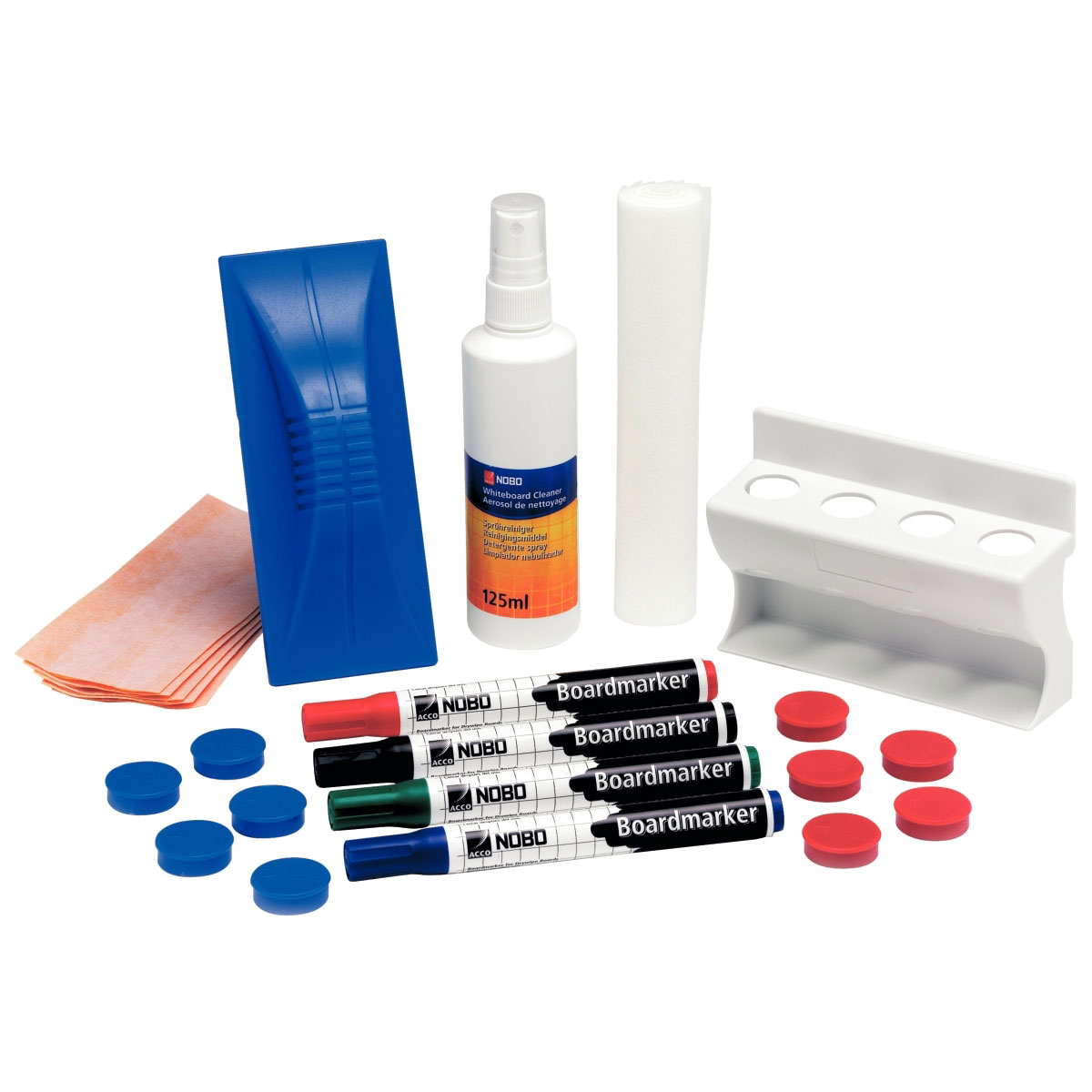 Kit Accessoires Tableau Blanc Shinybox - 2 Porte-Stylos Magnétiques, 8 Marqueurs, 2 Éponges - Organisation Bureau