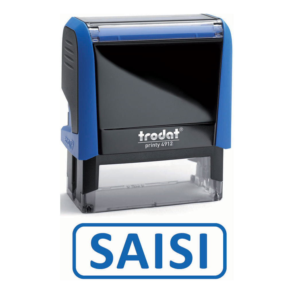 Tampon Trodat XPRINT  formule : SAISI - Encrage automatique rechargeable - empreinte bleu 45 x 16 mm