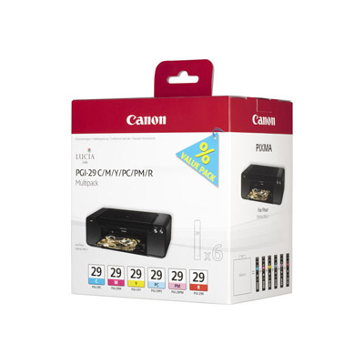 Cartouches pour imprimantes - Canon multipack de 6 cartouches d'encre pgi-29 c/m/y/pc/pm/r