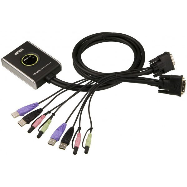 Aten CS682 switch KVM 2 ports DVI/USB/Audio Cbles intgrs