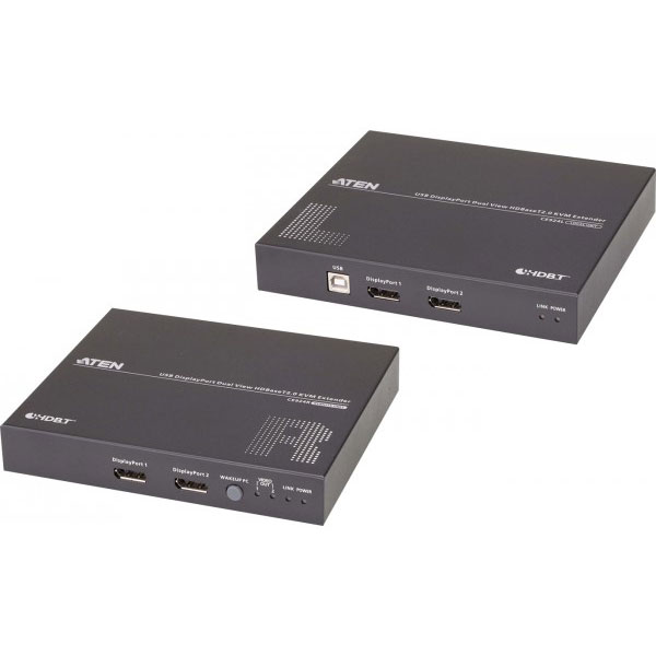 Aten systme d'extension kvm usb displayport double vue hdbaset 2.0 (4k  100 m pour vue unique)