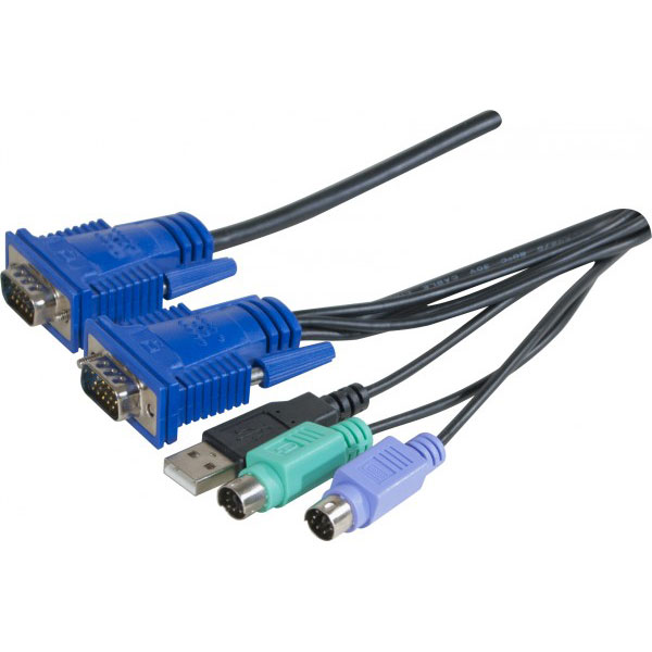 Dexlan cordon combo kvm VGA/PS2+USB - 1,8m