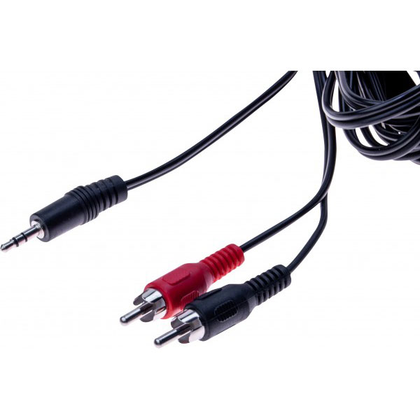 Cordon streo Jack 3.5 mm vers 2 x RCAM noir - 5 m