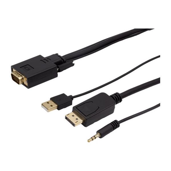 CORDON CONVERTISSEUR VGA+AUDIO VERS DISPLAYPORT - 2m