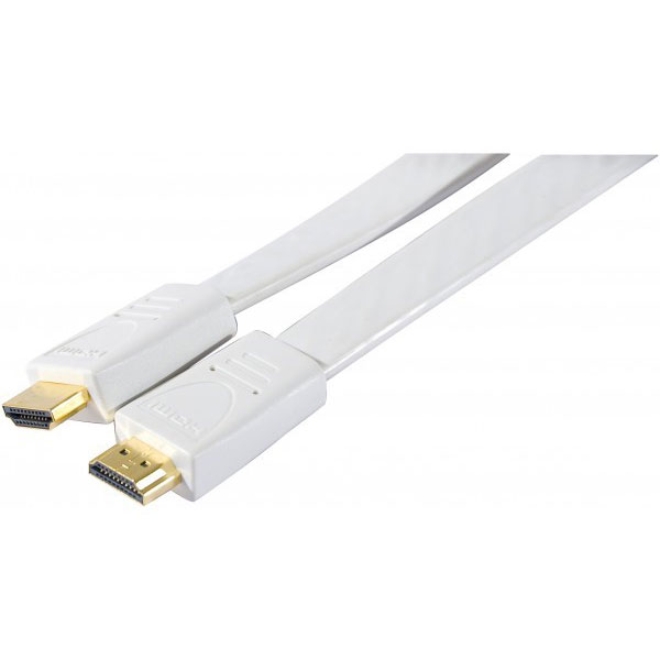 Cordon HDMI haute vitesse plat blanc - 1,8m