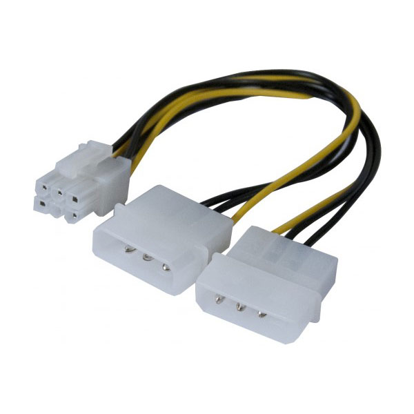 Exc 146691 cble srie blanc 0,2 m 2 x molex (4-pin) 1 x 6-pin pci-express