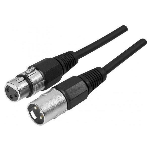 Cble XLR 3P Male / Femelle noir 1m