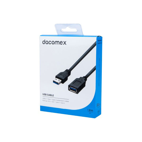 Dacomex 199024 cble usb usb 3.2 gen 1 (3.1 gen 1) 1,8 m usb a noir