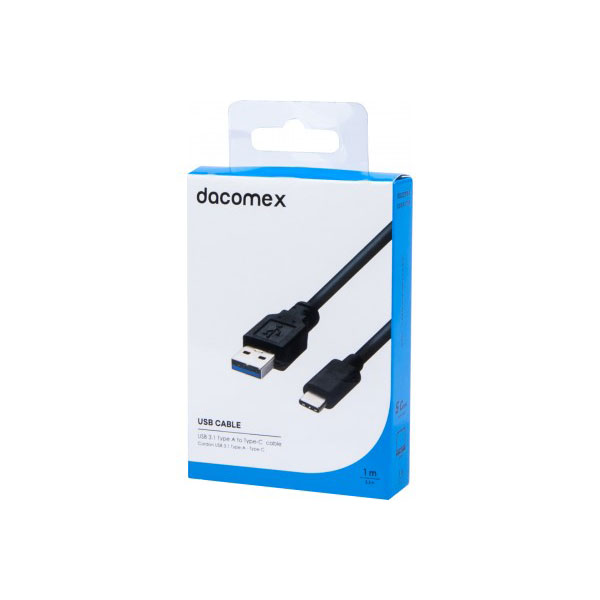 Dacomex 199050 cble usb usb 3.2 gen 1 (3.1 gen 1) 1 m usb a usb c noir