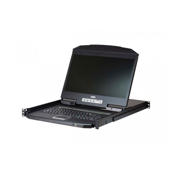 Aten commutateur kvm vga grand cran lcd  un seul rail ps/2-usb 8 ports