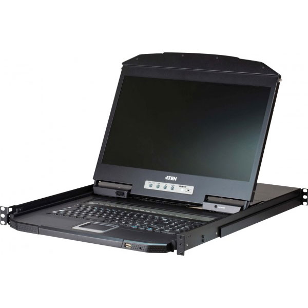 Aten commutateur kvm vga grand cran lcd  un seul rail ps/2-usb 16 ports