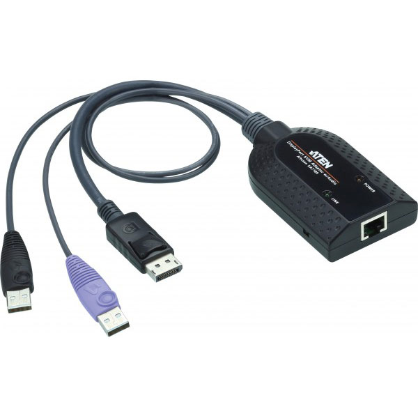 Aten adaptateur kvm de mdia virtuel displayport usb (prend en charge lecteur de carte  puce et dsembeddeur audio)