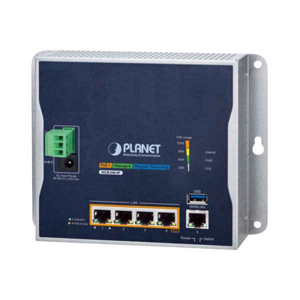 Planet ip30 industrial wall-mount routeur connect gigabit ethernet bleu, gris