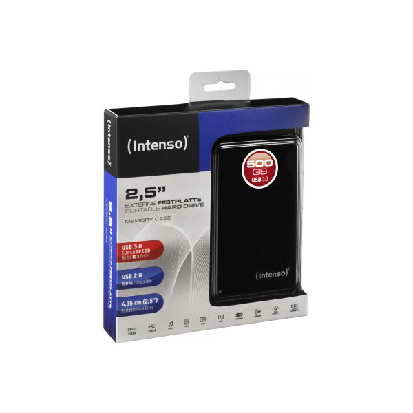 Intenso 6021530 disque dur externe 500 go 5400 tr/min 2.5" usb type-a 3.2 gen 1 (3.1 gen 1) noir
