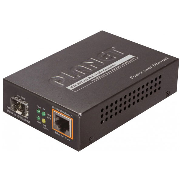 Planet GTP-805A CONVERT.FIBRE SFP - RJ45 Gigabit PoE+ 30w