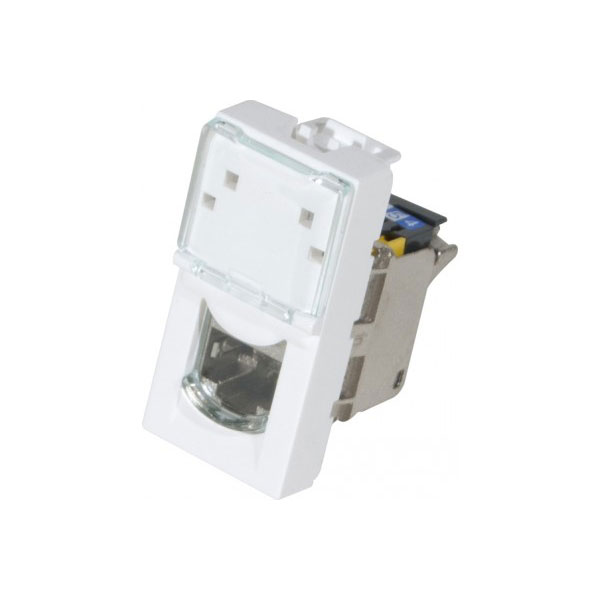 Plastron mosaic 22,5X45 1 port RJ45 cat 6A stp