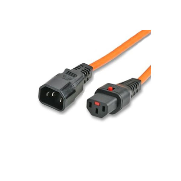 IEC-LOCK Rallonge d alim IEC C14 vers IEC C13  verrouillage orange - 1,0 m