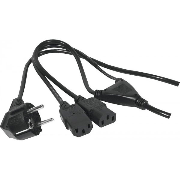 Dexlan 808410 cble lectrique noir 1,8 m prise d'alimentation type f coupleur 2 x c13