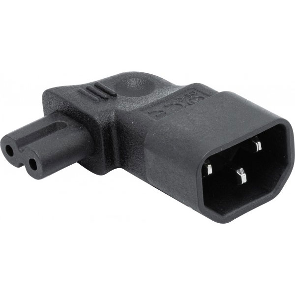 Adaptateur Secteur IEC C14/C13 Coudé - 10A Noir