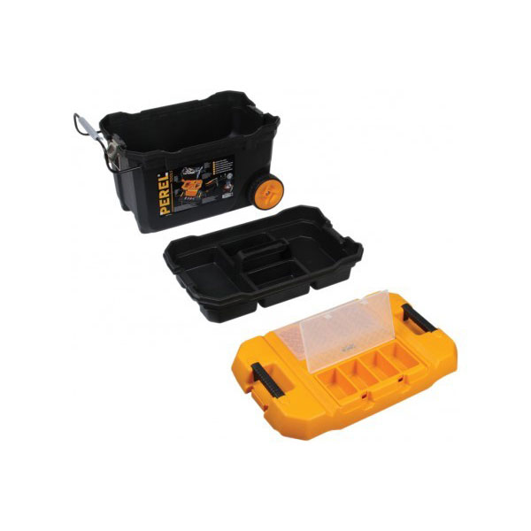 Perel omtc28 boite  outils polycarbonate, caoutchouc, acier noir, jaune