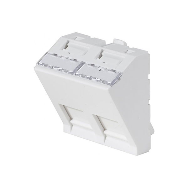 Plastron 45X45 incline 30 pour 2 ports RJ45