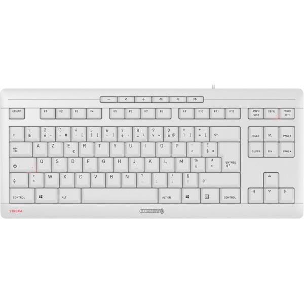 Cherry stream keyboard tkl clavier universel usb azerty franais blanc