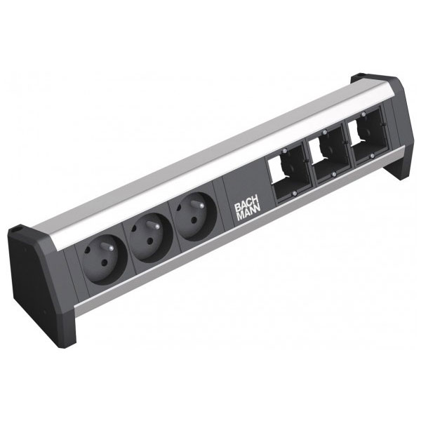 Bachmann desk 1 multiprise 3 sortie(s) ca intrieure noir, argent