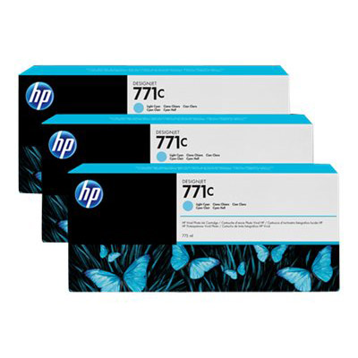 Hp 771c pack de 3 cartouches d'encre designjet cyan clair, 775 ml