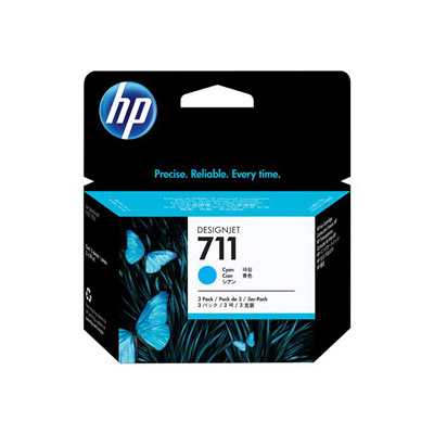 Hp 711 pack de 3 cartouches d'encre designjet cyan, 29 ml