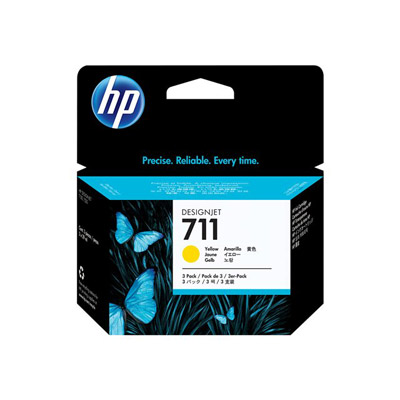 Hp 711 pack de 3 cartouches d'encre designjet jaune, 29 ml