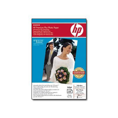 HP premium Plus Photo Paper - Papier photo glac� - blanc brillant - 100 x 150 mm - 280 g/m2 - 25 feuille(s)