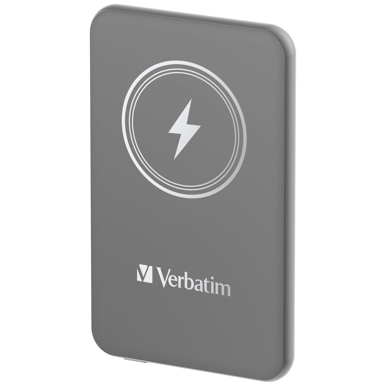 Batterie de secours externe (power bank) - Verbatim charge 'n' go lithium polymre (lipo) 5000 mah recharge sans fil gris