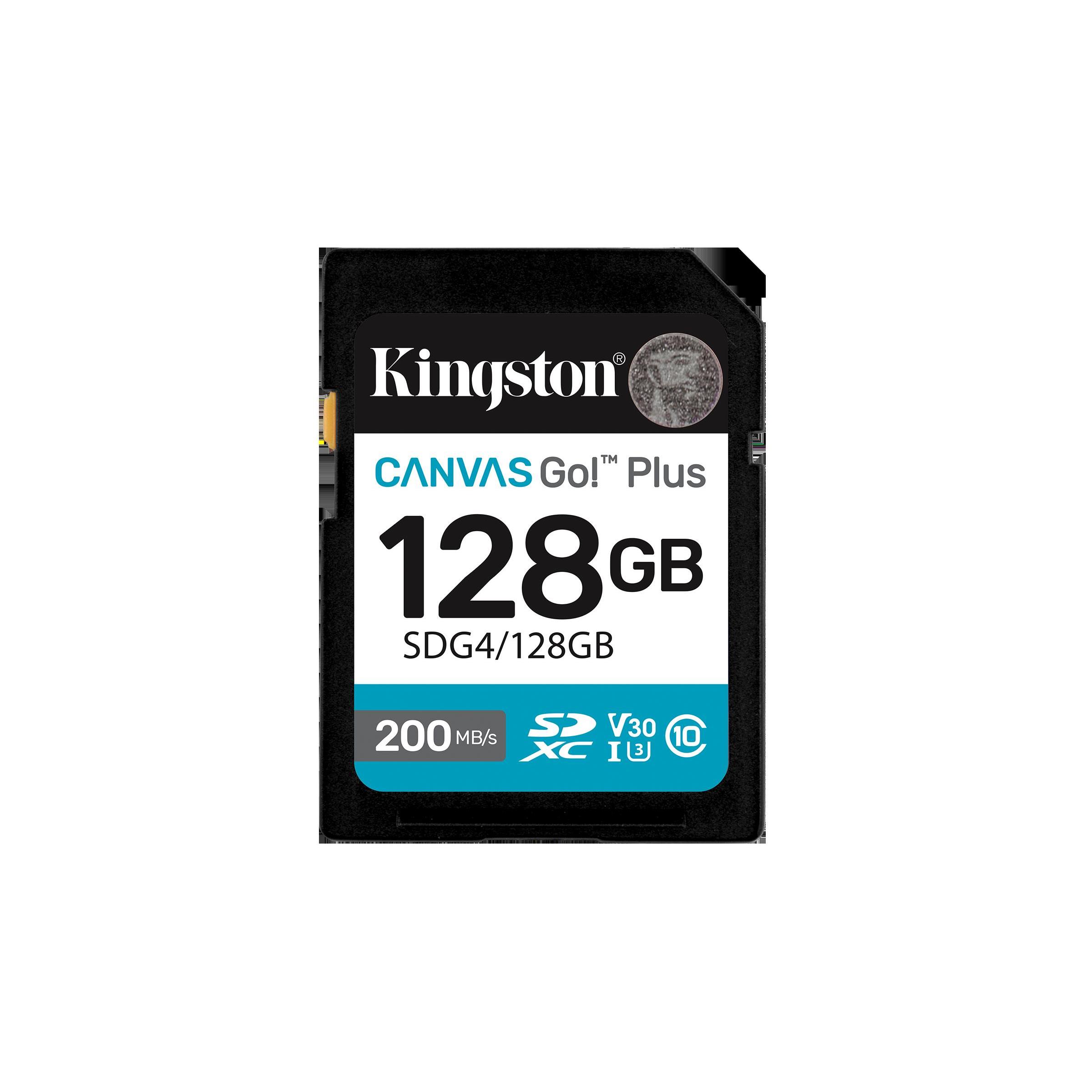 Kingston technology canvas go! plus 128 go sdxc canvas go plus gen4 200 mo/s c10 uhs-i u3 v30