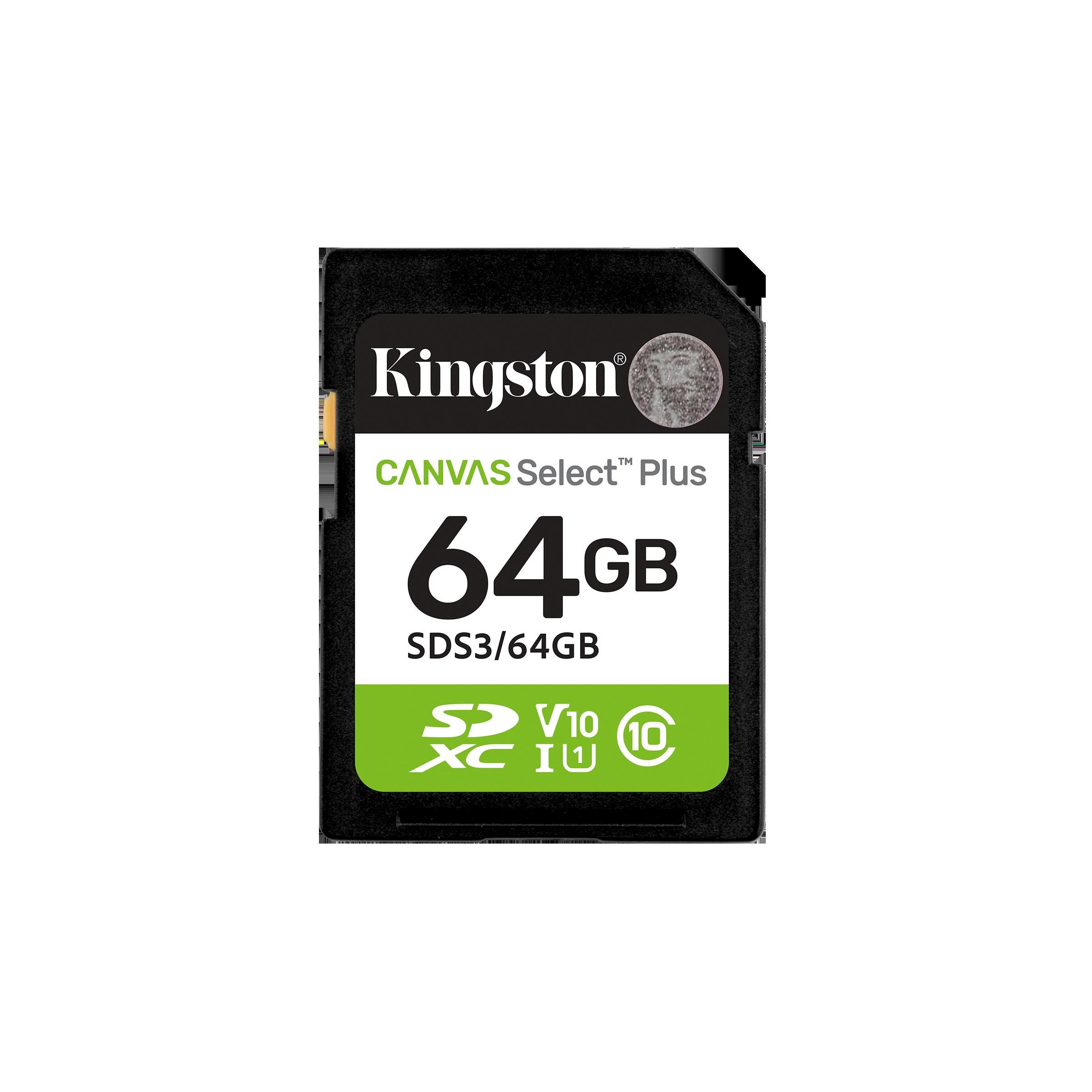 Kingston technology 64 go sdxc canvas select plus gen3 100 mo/s c10 uhs-i u1 v10