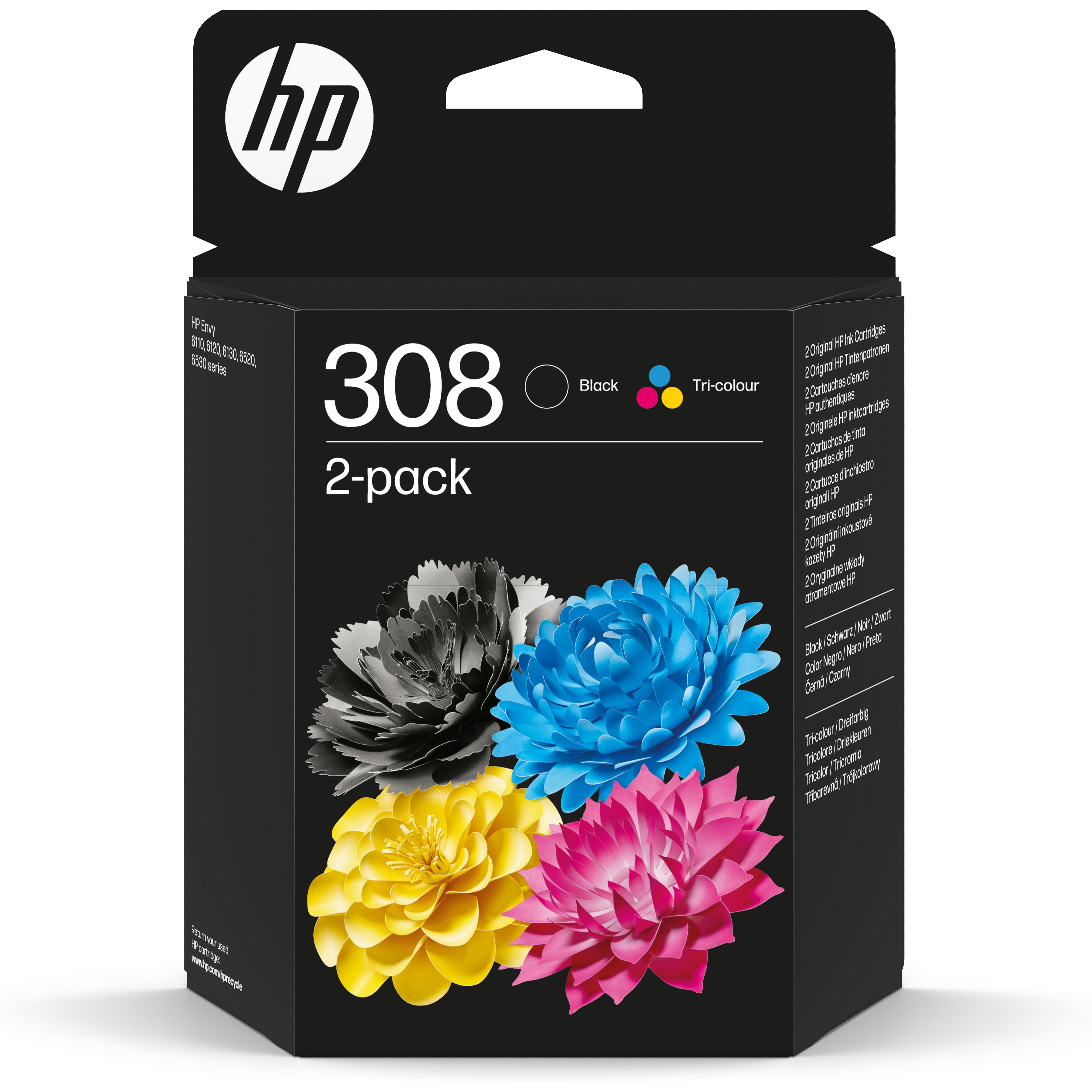 Cartouches pour imprimantes - Hp 308 pack de 2 cartouches d'encre authentiques noir/trois couleurs