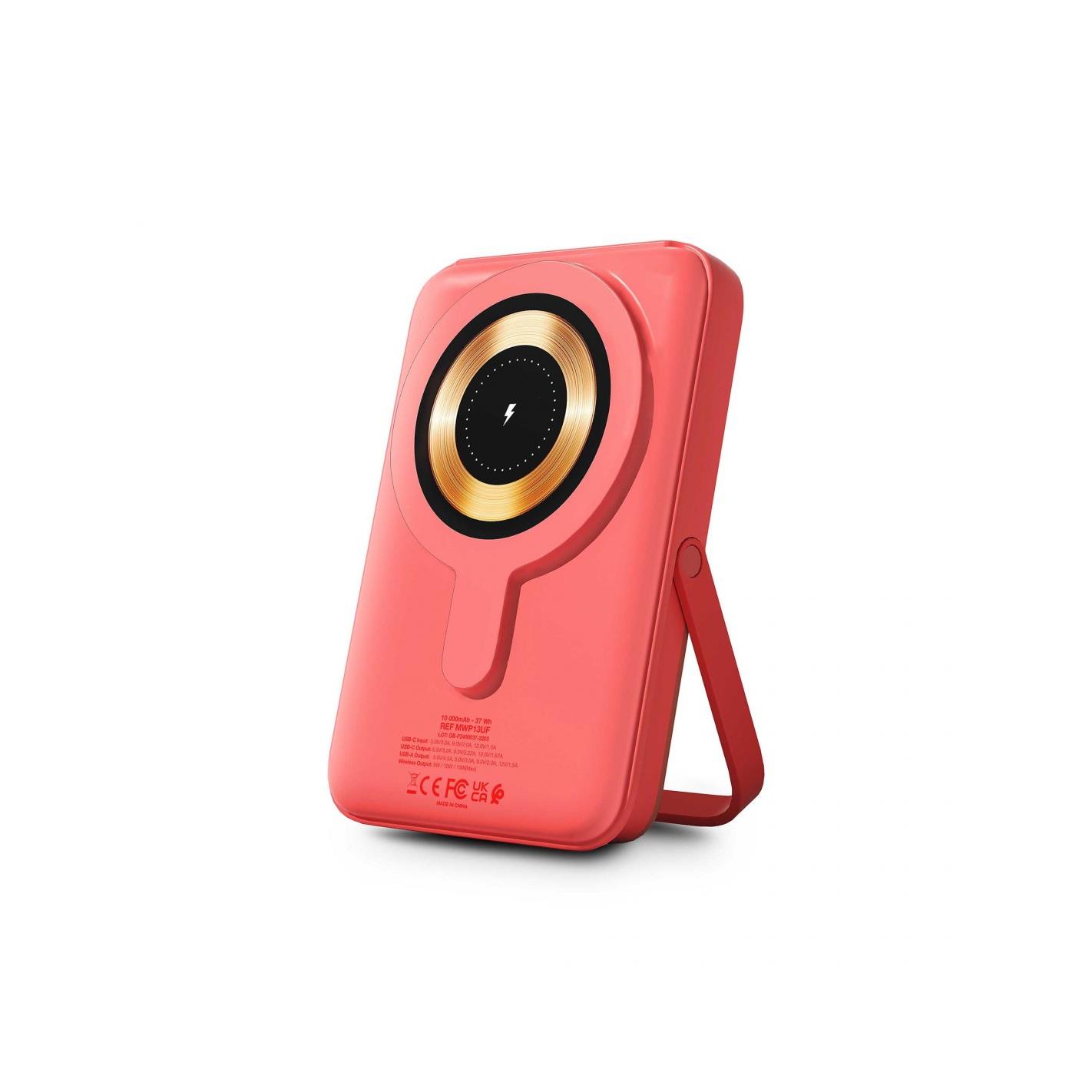 Batterie de secours externe (power bank) - Urban factory magnee power 10000 mah recharge sans fil corail