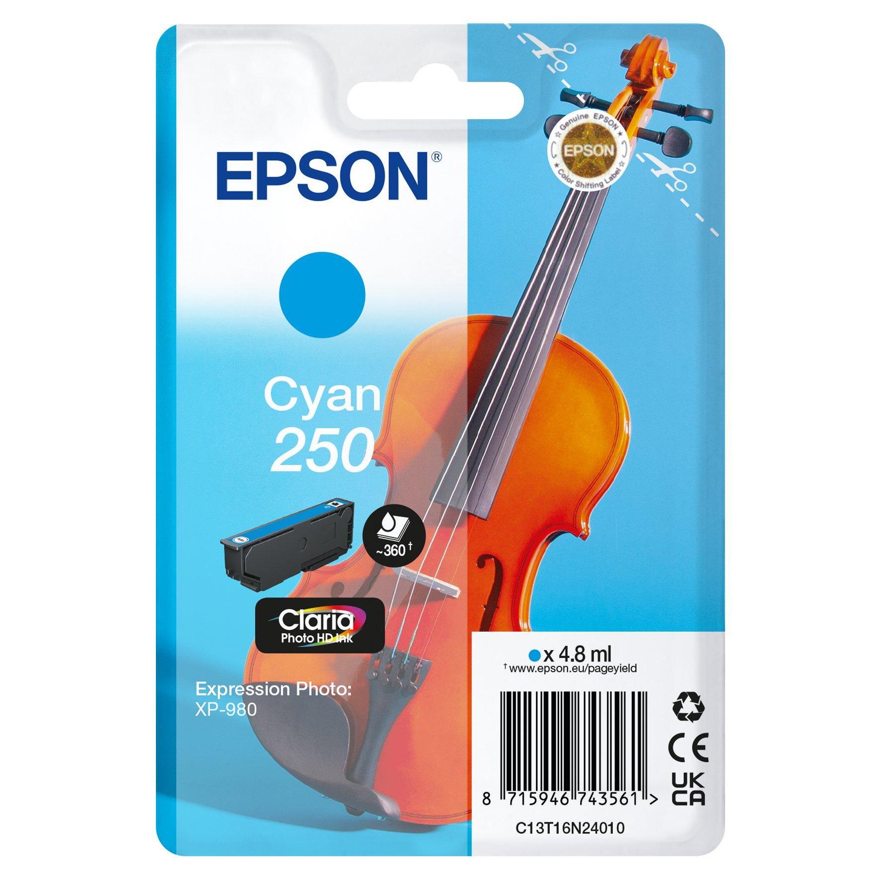 Cartouches pour imprimantes - Epson 250 violin claria photo hd cartouche d'encre 1 pi�ce(s) original cyan