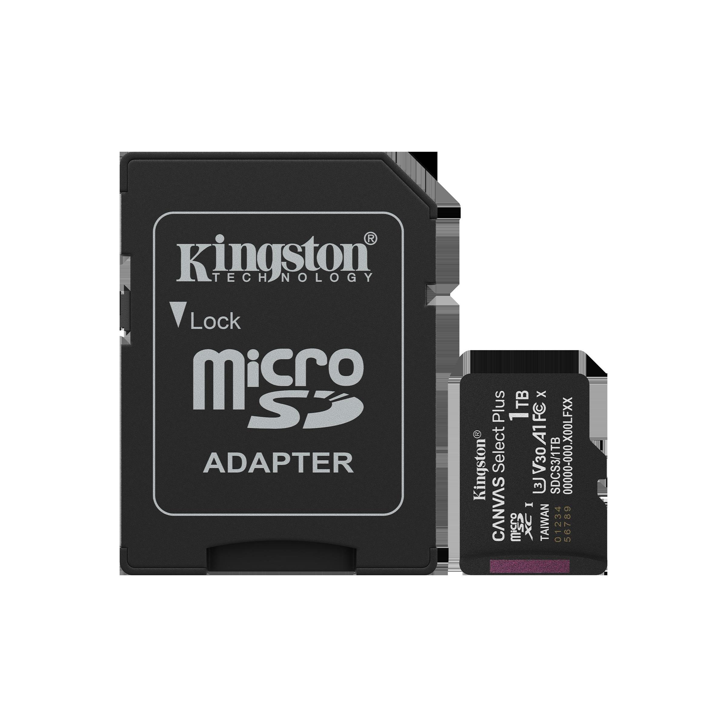 Kingston technology 1tb microsdxc canvas select plus gen3 150mb/s a1 (adaptateur sd inclus)